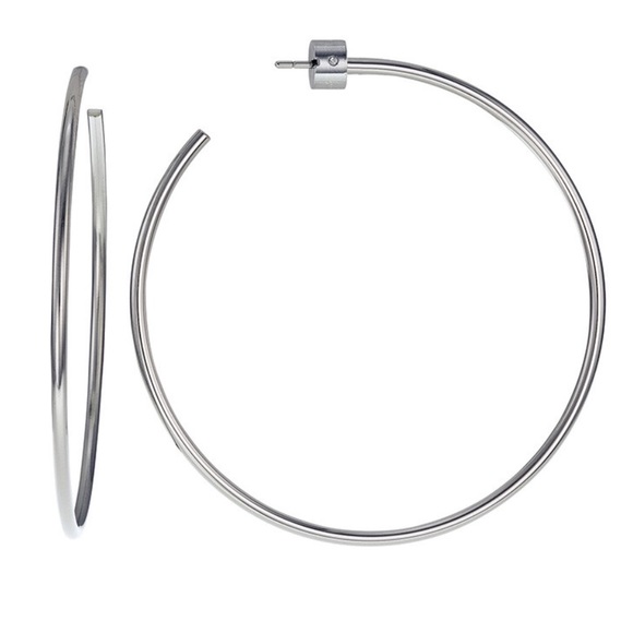 Michael Kors Jewelry - MK Lg Silver Tone Cityscape Hoop Earrings